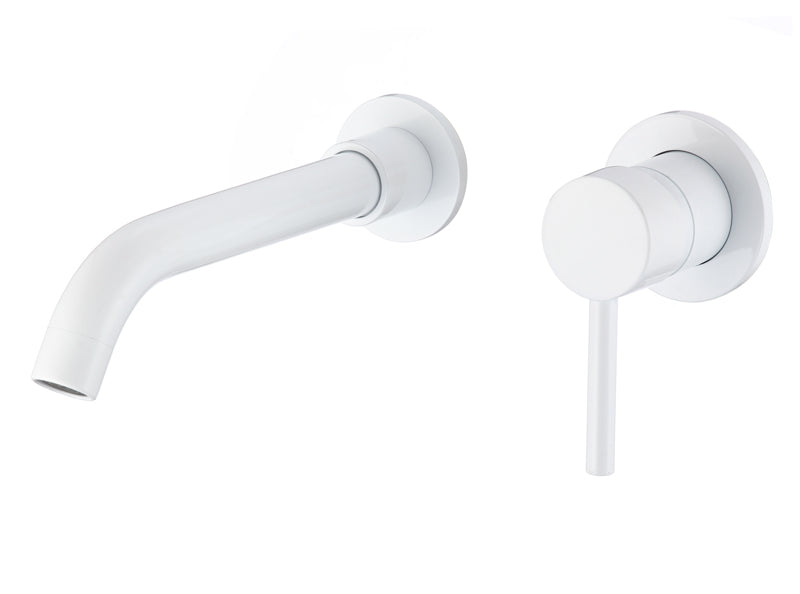 Grifo lavabo empotrado redondo monomando de 21CM blanco - Serie Guadiana
