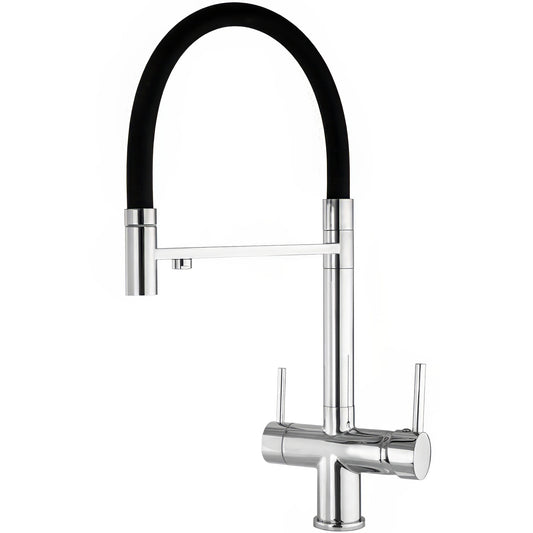 Grifo de cocina con 3 vías osmosis y flexible cromado - Serie Manzanares