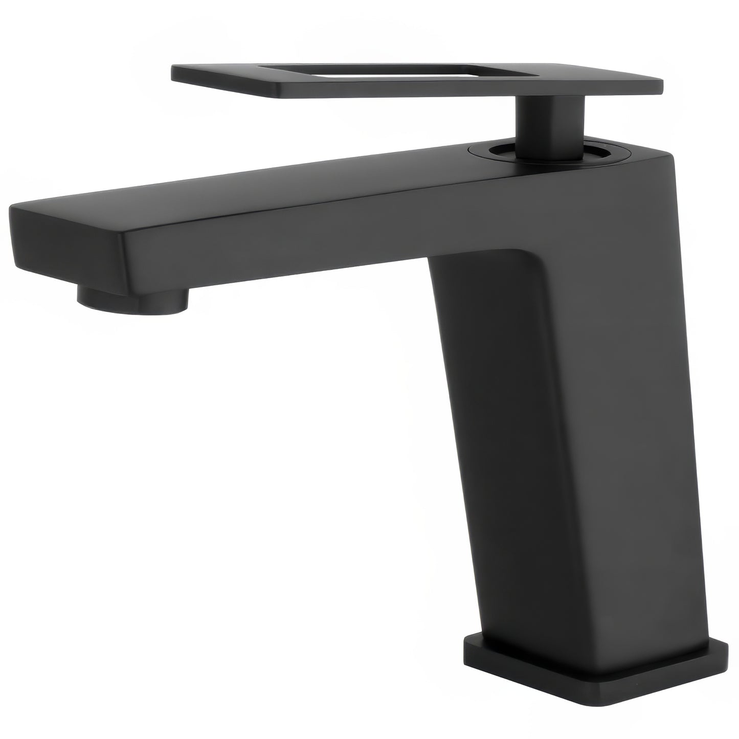 Grifo lavabo monomando cuadrado negro mate con maneta hueca - Serie Cabrera