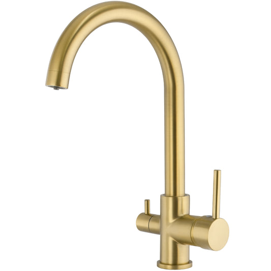 Grifo de cocina osmosis 3 vías redondo oro mate con protección PVD - Serie Amazonas