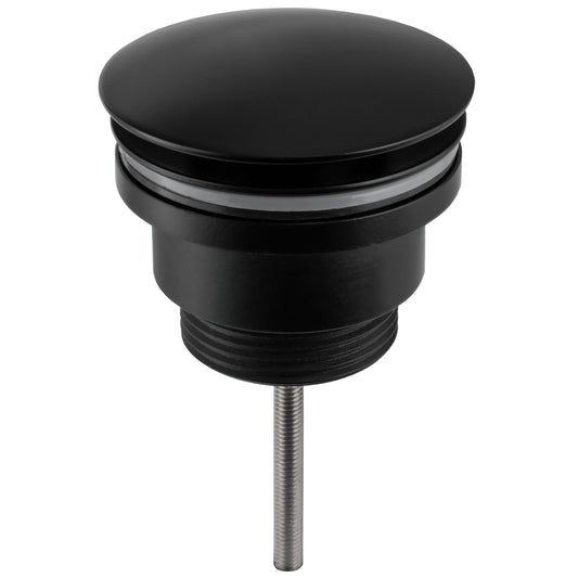 Valvula click clack para lavabo o bide redondo negro mate