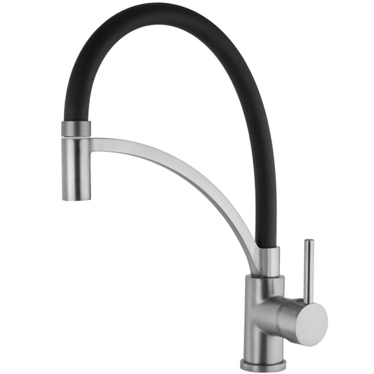 Grifo cocina con caño flexible y giratorio monomando gun metal - Serie Pas