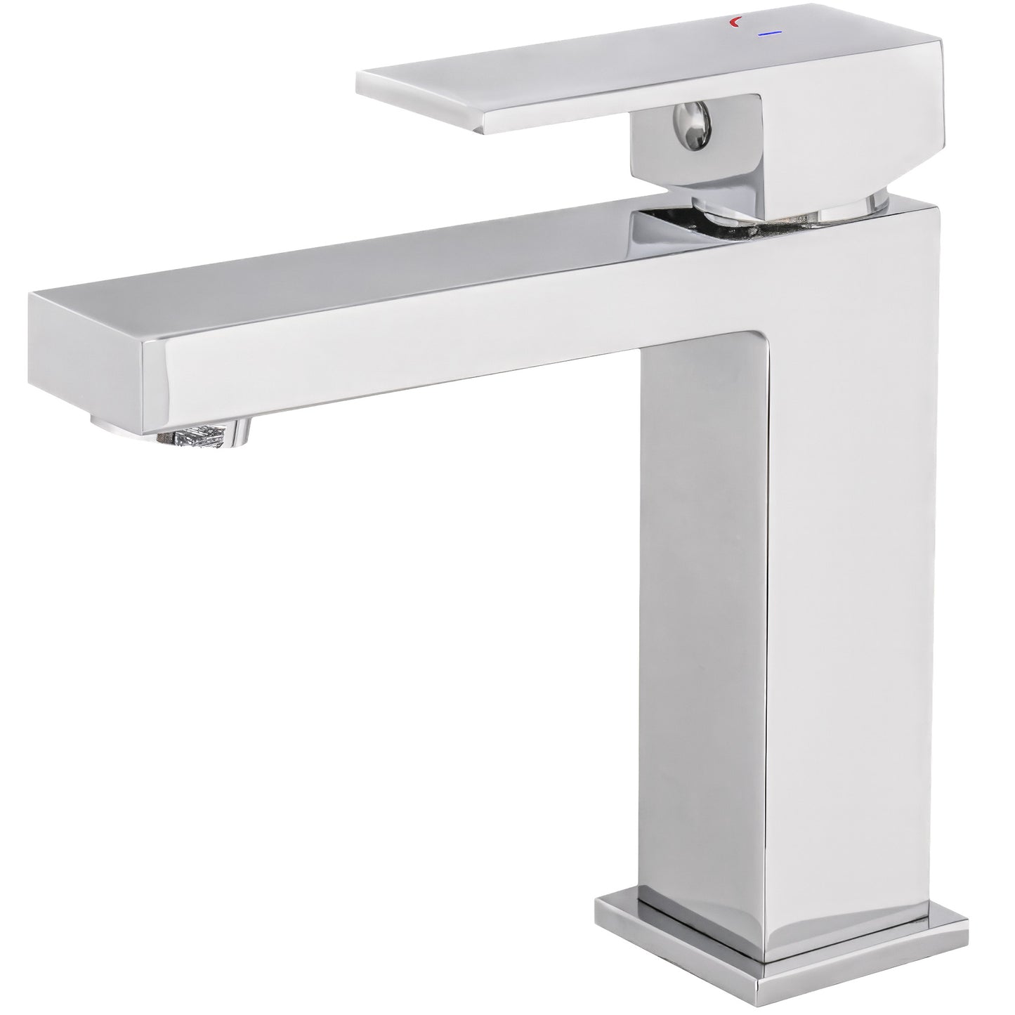 Grifo de lavabo con apertura en agua fría monomando cuadrado cromado - Serie Muga