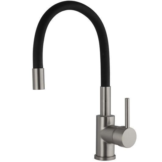 Grifo de cocina con caño flexible monomando gun metal - Serie Gaya