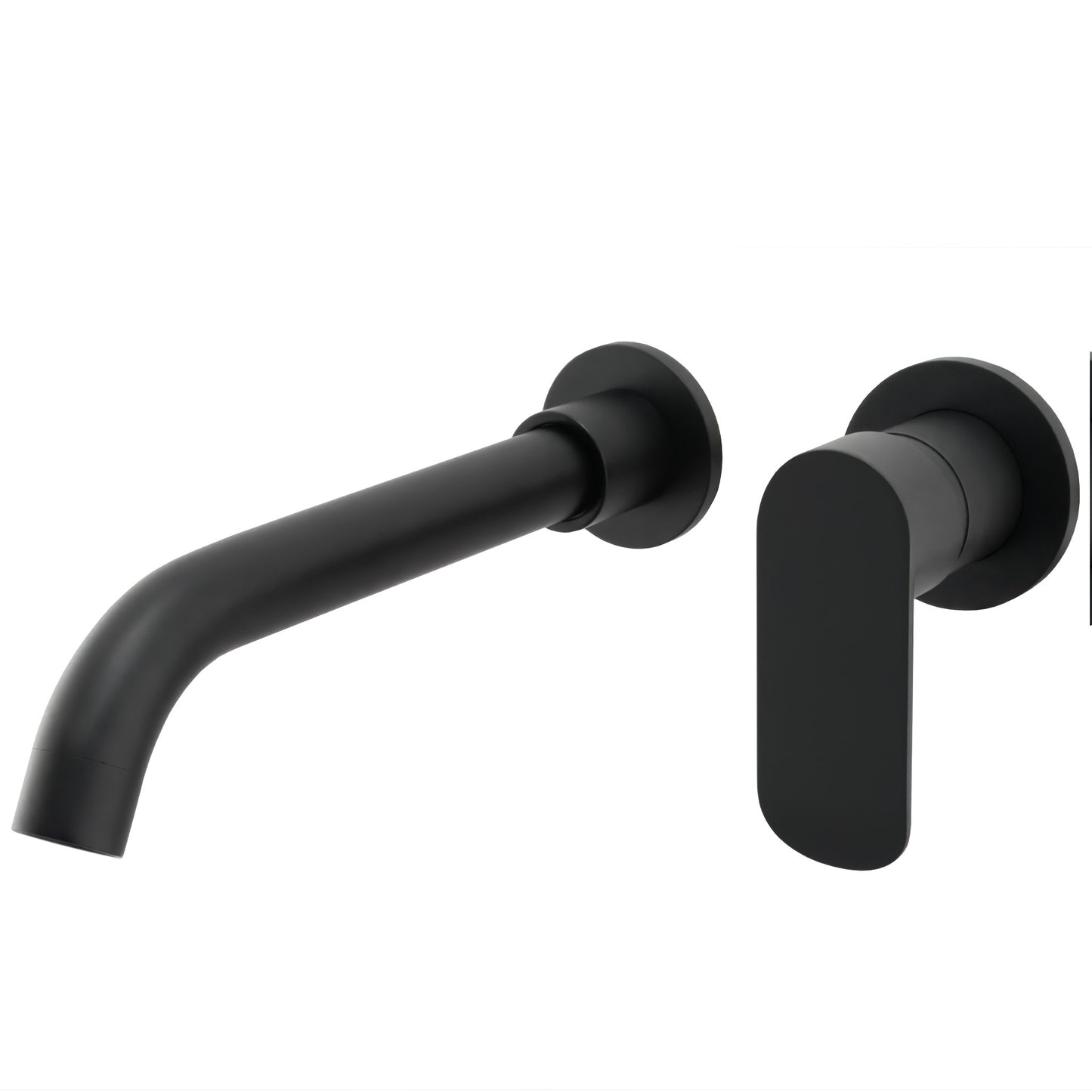 Grifo lavabo empotrado redondo monomando negro mate con caño 21CM - Serie Tuejar