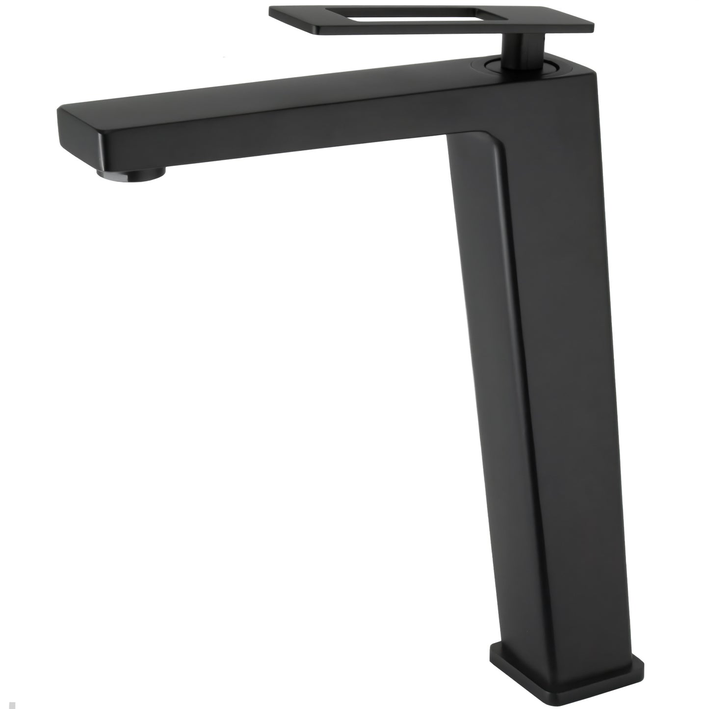 Grifo de lavabo monomando alto para pica cuadrado negro mate maneta hueca - Serie Cabrera