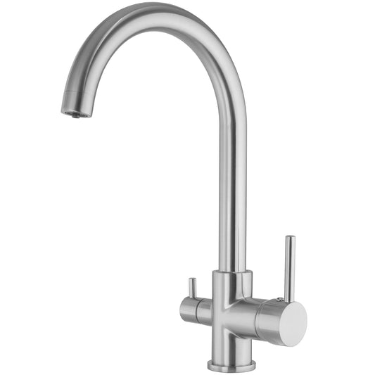 Grifo de cocina osmosis 3 vías redondo acero cepillado - Serie Amazonas
