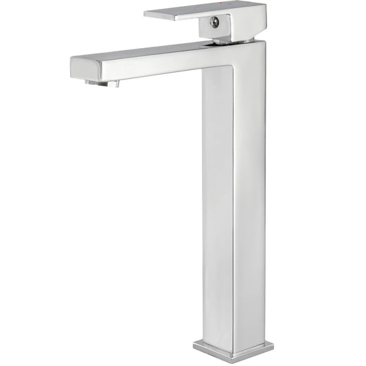 Grifo de lavabo alto para pica con apertura en agua fría monomando cuadrado cromado - Serie Muga