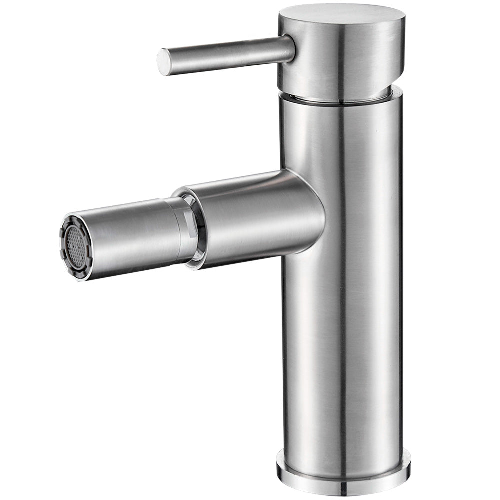 Grifo de bidet monomando redondo acero cepillado - Serie Jabalon