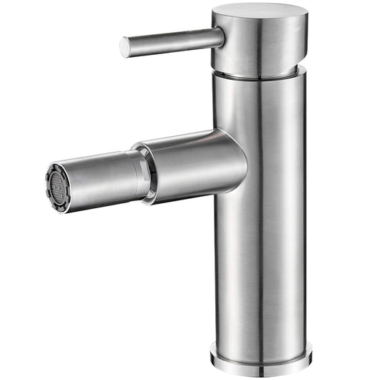 Grifo de bidet monomando redondo acero cepillado - Serie Jabalon