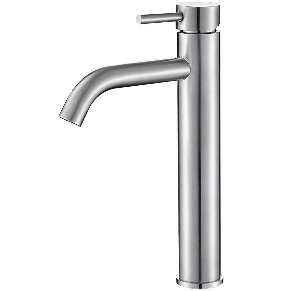 Grifo lavabo alto para pica monomando redondo acero cepillado - Serie Jabalon