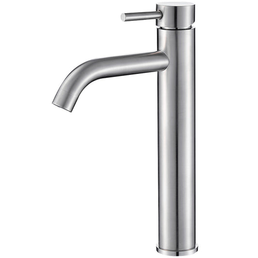 Grifo lavabo alto para pica monomando redondo acero cepillado - Serie Jabalon