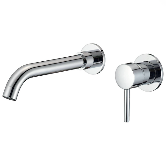 Grifo lavabo empotrado redondo monomando cromado con caño de 21CM - Serie Guadiana
