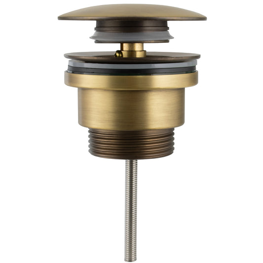 Valvula click clack para lavabo o bide redondo dorado envejecido