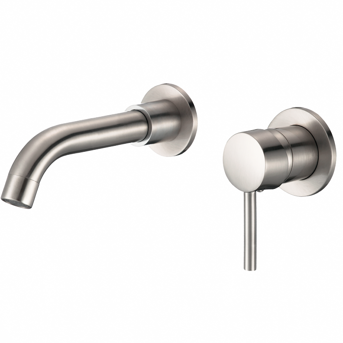 Grifo lavabo empotrado redondo monomando acero cepillado con caño de 15CM - Serie Guadiana