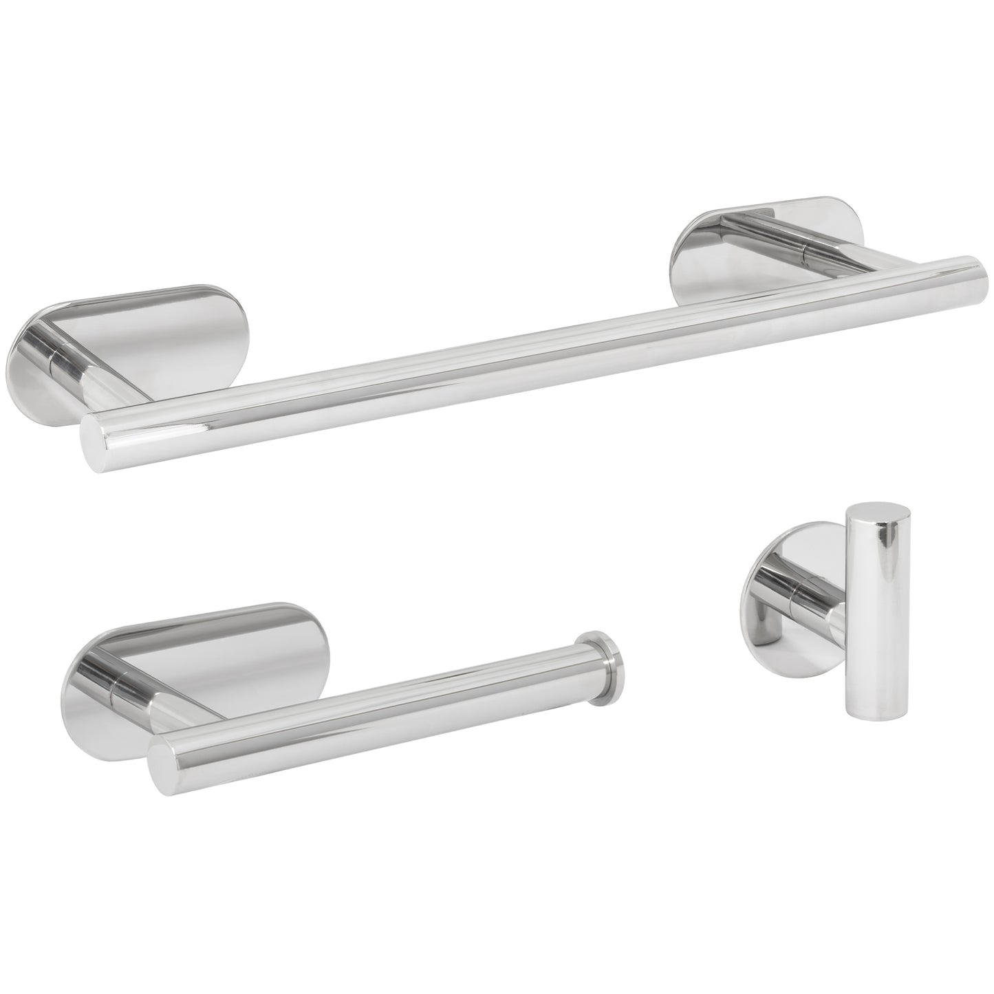 Accesorios de baño adhesivos pegados sin taladro cromado Toallero 40cm+ Percha+ Portarollos - 1Percha