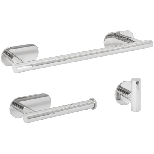 Accesorios de baño adhesivos pegados sin taladro cromado Toallero 40cm+ Percha+ Portarollos - 1Percha