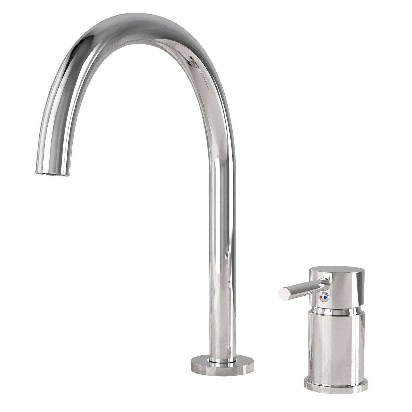 Grifo de lavabo encastrado monomando cuello cisne cromado - Serie Aragón