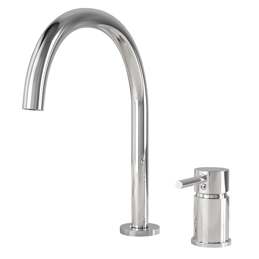 Grifo de lavabo encastrado monomando cuello cisne cromado - Serie Aragón