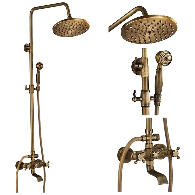 Barra de ducha/bañera vintage dorada envejecida retro bimando ajustable hasta 120CM - Serie Anafi