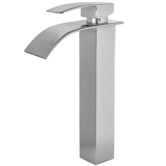 Grifo de lavabo alto para pica monomando cascada cromado - Serie Aljibe