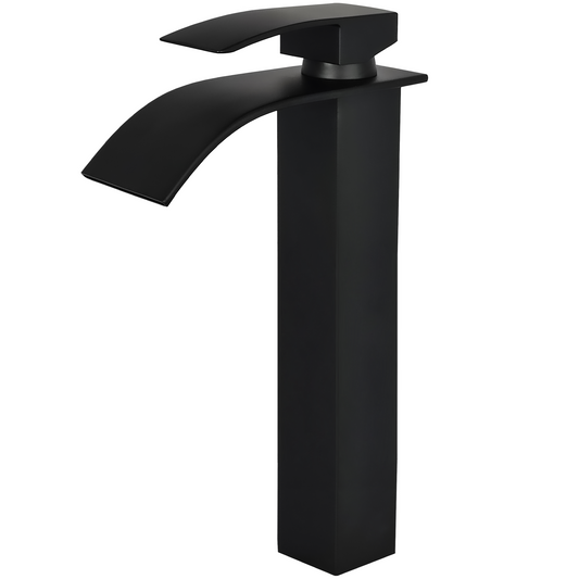 Grifo de lavabo alto para pica monomando cascada negro mate - Serie Aljibe