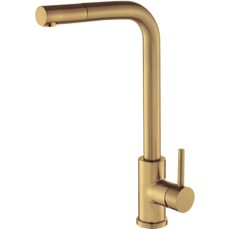 Grifo de cocina extraíble redondo dorado cepillado - Serie Amur