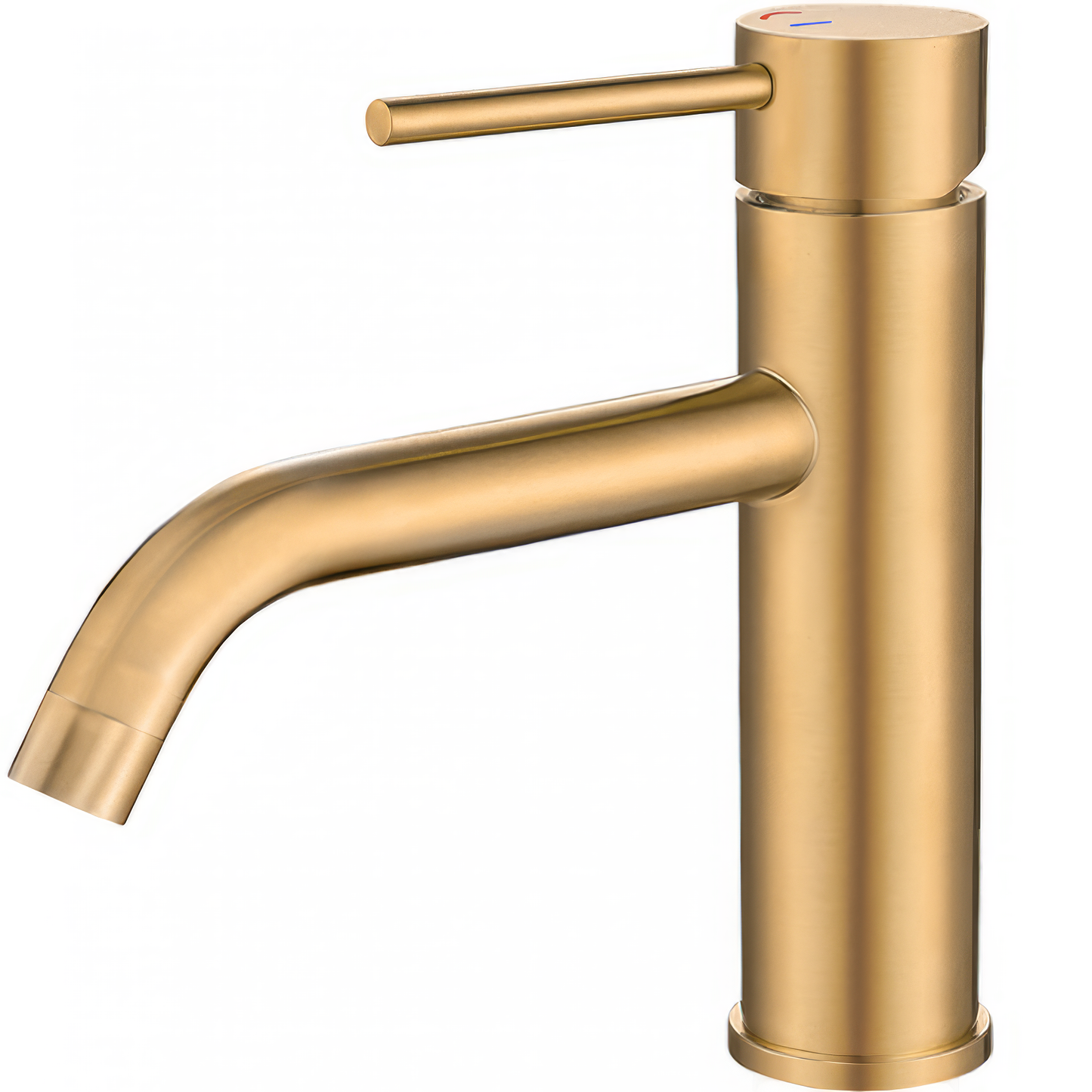 Grifo de lavabo con apertura en agua fría monomando redondo oro mate con protección PVD - Serie Ason