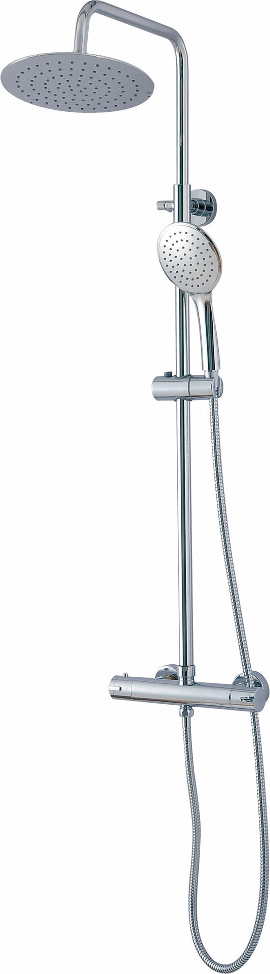 Barra de ducha termostática redonda ajustable hasta 120CM cromada - Serie Ebro - 30cm