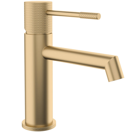 Grifo de lavabo monomando caño recto acabado maneta luxury oro mate con protección PVD - Serie Casares