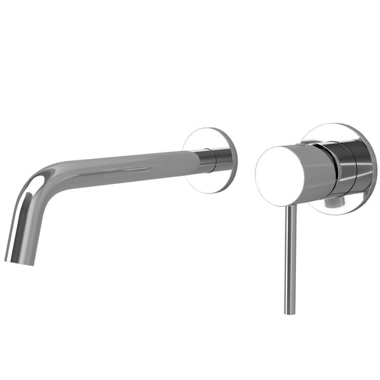 Grifo lavabo empotrado redondo monomando cromado con caño 21CM - Serie Cenia
