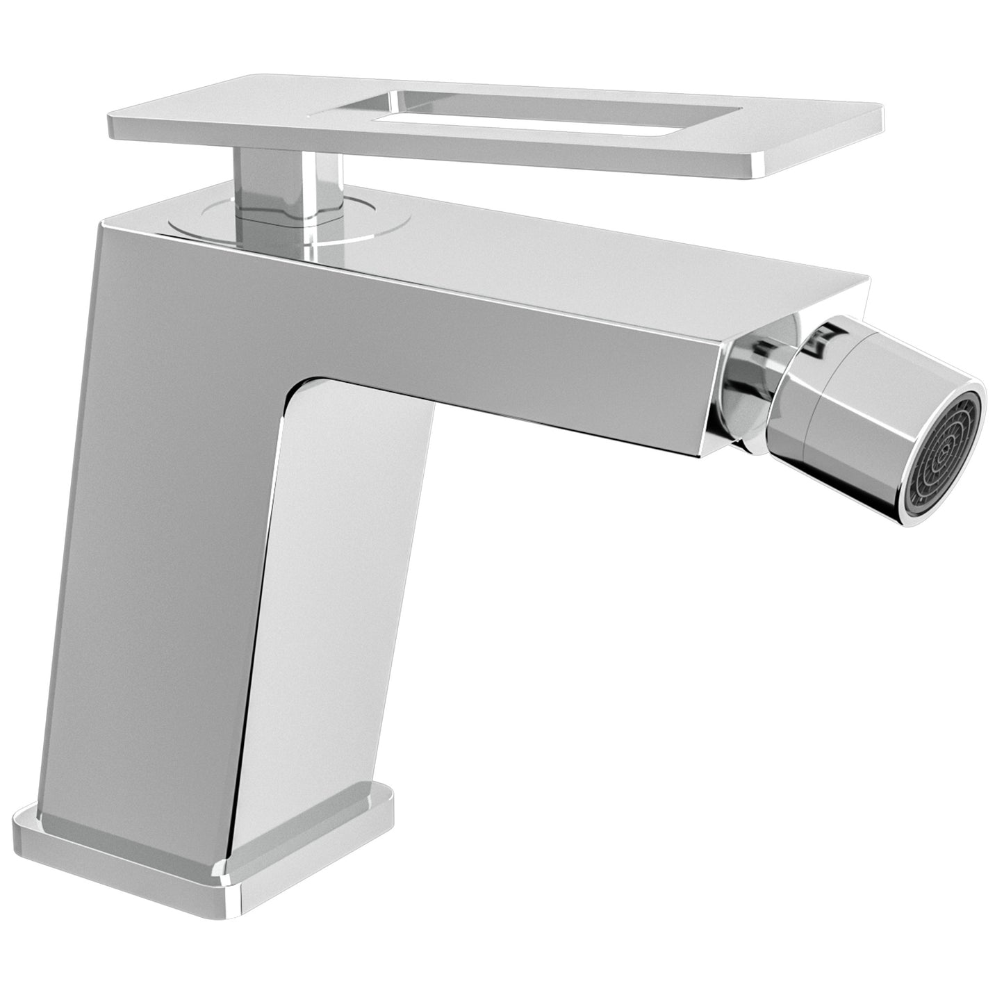 Grifo monomando cuadrado cromado de bidet  con maneta hueca - Serie Cabrera
