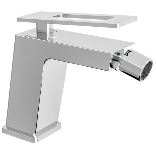 Grifo monomando cuadrado cromado de bidet  con maneta hueca - Serie Cabrera