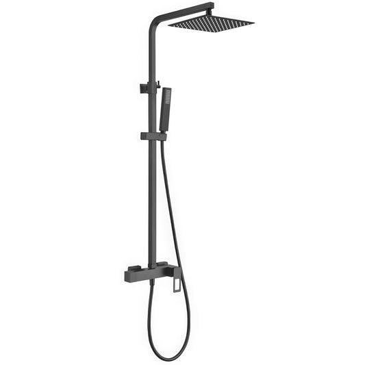 Barra de ducha monomando cuadrada ajustable hasta 120CM con maneta hueca negro mate - Serie Cabrera - 25cm