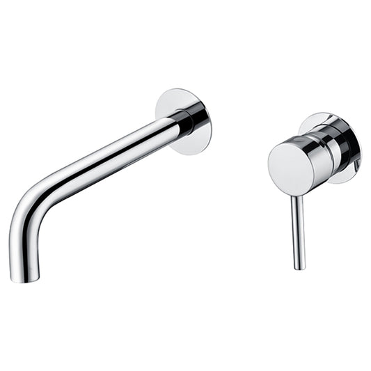 Grifo lavabo empotrado redondo monomando cromado con caño de 21CM fino y fijo - Serie Deva