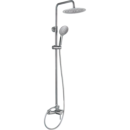 Barra de ducha monomando redonda ajustable hasta 120CM acero cepillado - Serie Ebro - 20cm