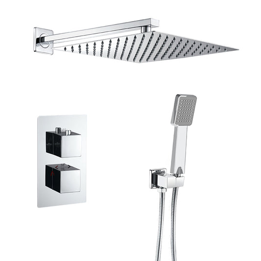 Ducha empotrada termostática pared cuadrada cromada - Serie Eresma - 30cm