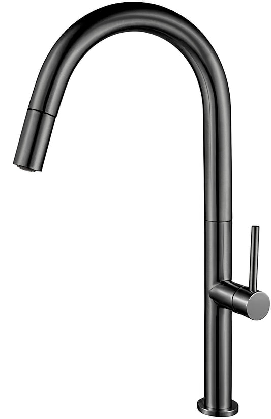 Grifo cocina alto extraíble monomando Gun metal - Serie Éufrates