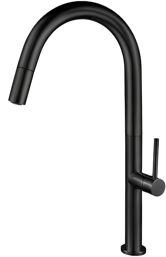 Grifo cocina alto extraíble monomando negro mate - Serie Eufrates