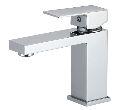 Grifo de lavabo monomando cuadrado cromado - Serie Segura