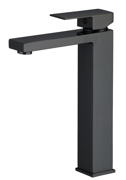 Grifo de lavabo alto para pica monomando cuadrada negro mate - Serie Segura