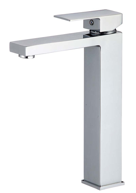 Grifo de lavabo alto para pica monomando cuadrada cromado - Serie Segura