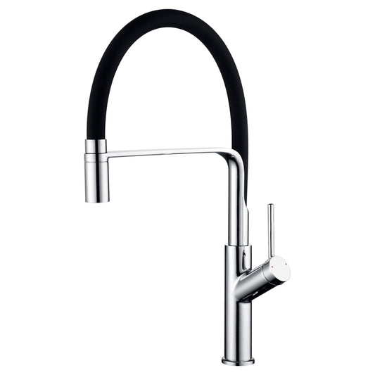 Grifo cocina alto con caño flexible y giratorio monomando cromado - Serie Saja