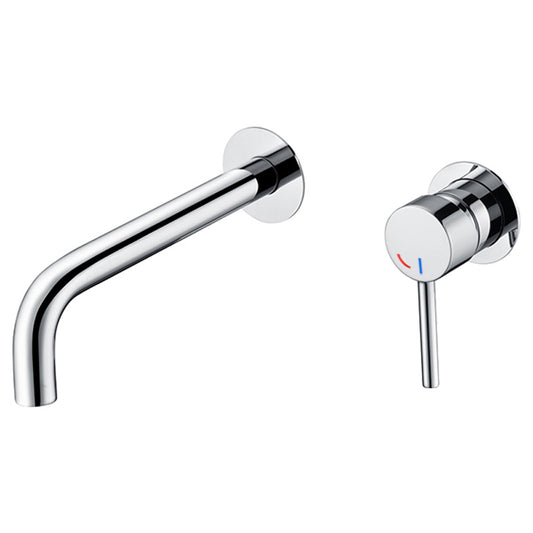 Grifo lavabo empotrado redondo monomando cromado con apertura agua fría con caño 21CM - Serie Selva