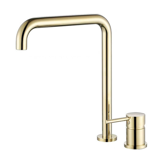 Grifo de lavabo encastrado monomando alto para pica oro mate con protección PVD - Serie Guadalope