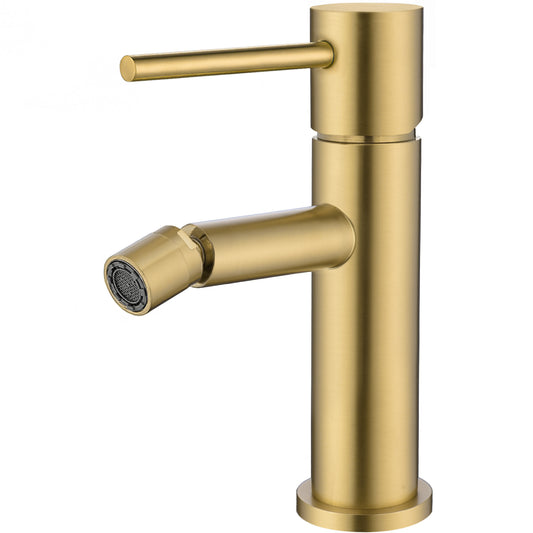 Grifo de bidet monomando redondo oro mate con protección PVD - Serie Ebro