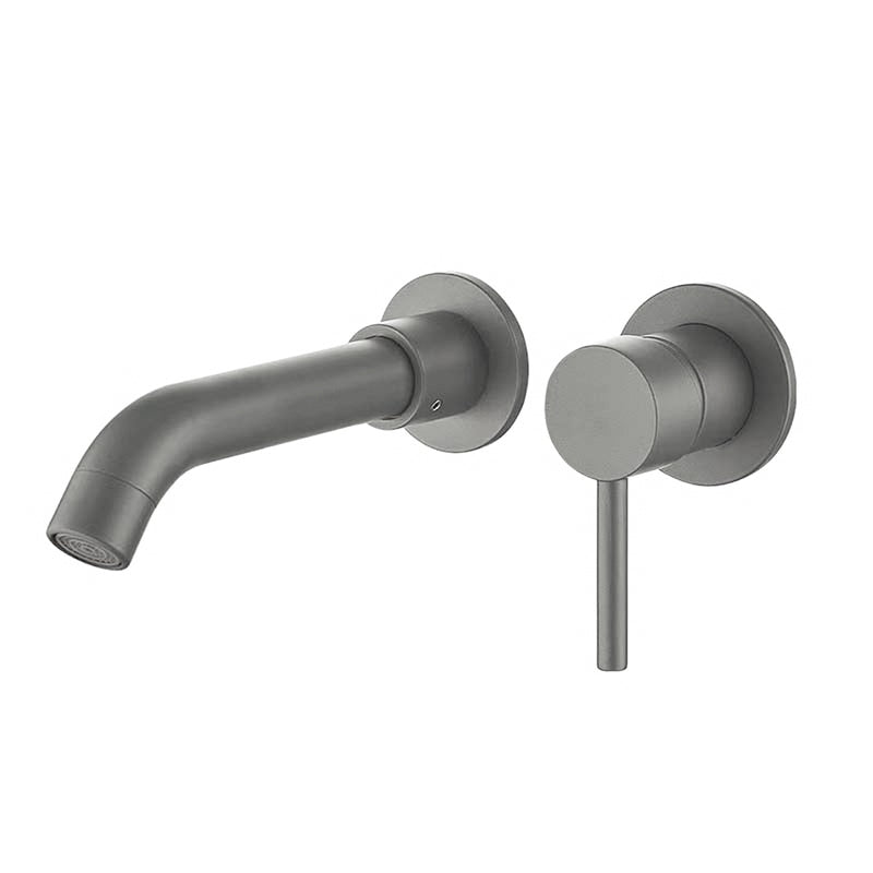 Grifo lavabo empotrado redondo monomando gun metal con caño de 15CM - Serie Guadiana