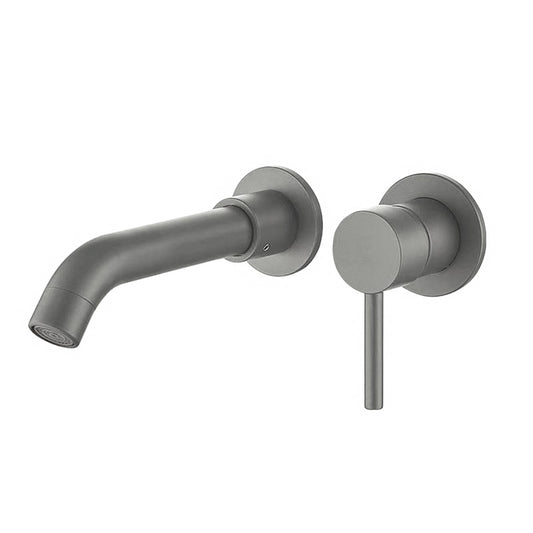 Grifo lavabo empotrado redondo monomando gun metal con caño de 15CM - Serie Guadiana