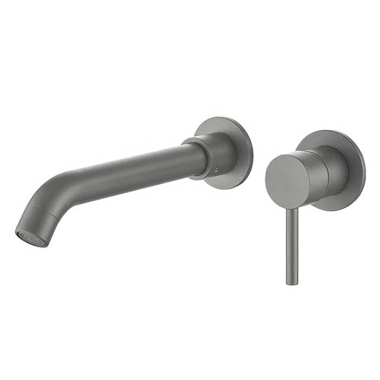 Grifo lavabo empotrado redondo monomando con caño de 21CM gun metal - Serie Guadiana