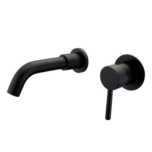 Grifo lavabo empotrado redondo monomando negro mate con caño de 15CM - Serie Guadiana